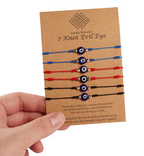 6 Pcs Set Evil Eye Nazar Bracelet Kabbalah Amulet 7 Knots Lucky Protection Uk
