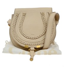 CHLOE Logo Marcie Shoulder Bag Leather Beige Spain 70RF717