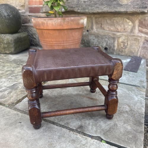 Vintage wooden footstool with - vintage,