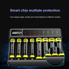 8 Slot Smart Battery Charger LED Display for AA/AAA NiMH Rechargeable Batteries