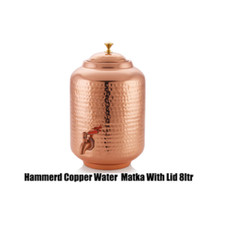 100% Pure Copper Water Dispenser Hammered Container Pot 8 Litre