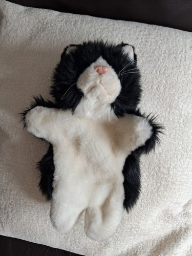 Black white cat puppet - cat,