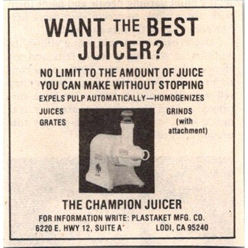 The champion juicer - champion, plastaket