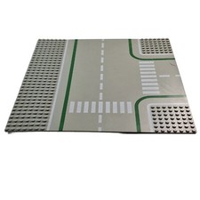 LEGO Baseplate 32 x 32 Stud Grey with Grey Road Junction (2360) Has a Small Hole