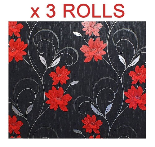 Black grey red flower - grey,