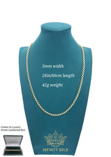 9ct Gold XP 5mm Smooth Belcher Chain Plain Belcher For Pendants 18"-30" Lengths