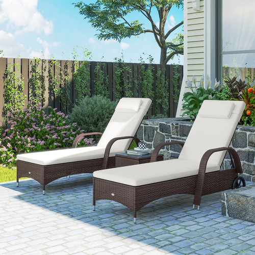 Rattan sun loungers set 3piece - rattan,