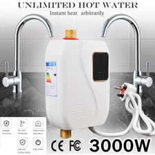 Electric Tankless Instant Hot Water Heater 3000W Under Sink Tap Bathroom Kitchen