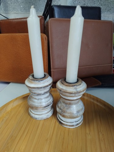 Wooden candlestick with - 2,