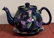 Antique Royal Stanley Jacobean Ware Floral Teapot (2 Pints) & Stand