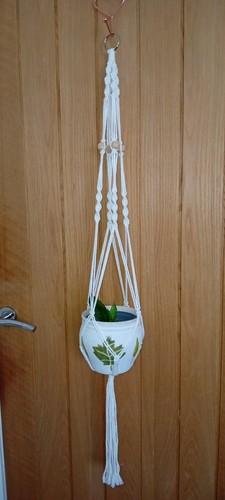 Handmade white macrame plant - handmade,