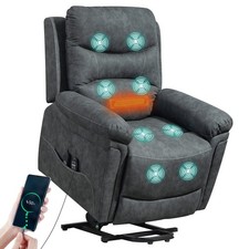 HOMCOM Massage Recliner Chair, Lift Chair with Heat, USB, Remote, Grey