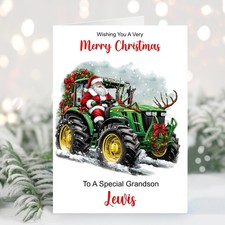 Personalised Tractor Christmas Card Boys Men Son Husband Grandson Brother Nephew