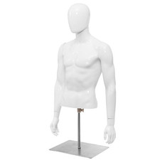 Mannequin Torso Manikin Dress Form Adjustable Male Half Body Model W/ Iron Stand