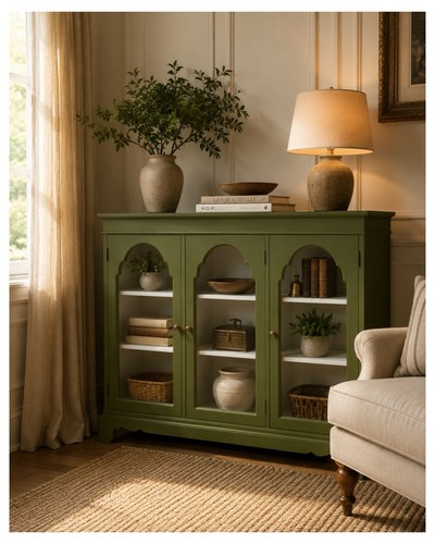 Antique oak triple cabinet - cabinet,