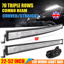12/32/42/52Inch Tri-rows Curved LED Work Light Bar Car For Offroad 4X4WD SUV ATV