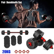 20KG Adjustable Dumbbells Set Pair Barbell Hand Weights Home Fitness Gym Workout
