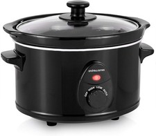 Andrew James 1.5L Electric Slow Cooker Black Ceramic Bowl 3 Temp Settings