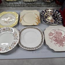 Job lot 6 vintage china sandwich / cake plates