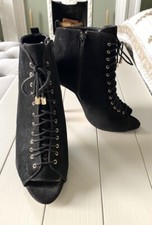 Zara Black Faux Suede Peep Toe