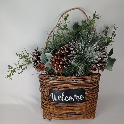 Christmas welcome door basket - welcome,