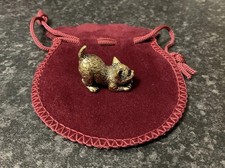 Lucky Dinky Miniature Brass Cat Crouched Statue Collectable Pouch Pets Ornaments