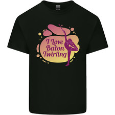 I Love Baton Twirling Gymnastics Kids T-Shirt Boys Girls