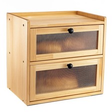Wooden bread bin double layer - wooden,