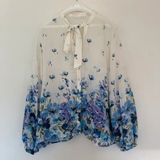 Zara Floral Pussybow Blouse