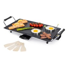 LIVIVO Teppanyaki Grill Large Solid Electric 2kW Griddle with Wooden Spatulas