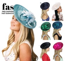 Large Flower Feather Hair Hat Fascinator Headband Wedding Prom Royal Ascot Party