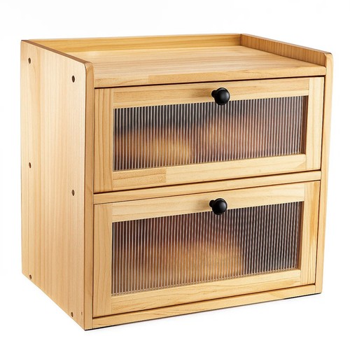 Wooden bread bin double - wooden,