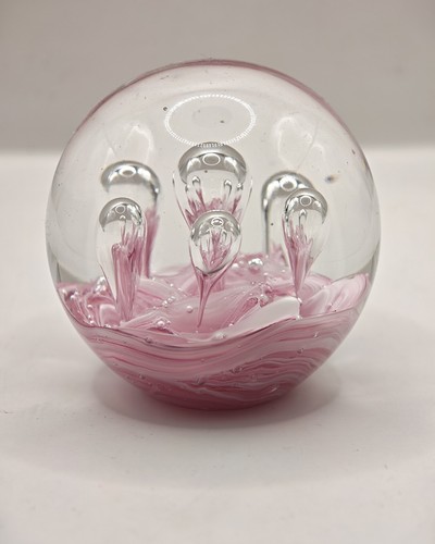 Vintage large glass pink white - large,