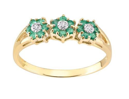 9ct yellow gold - emerald, &
