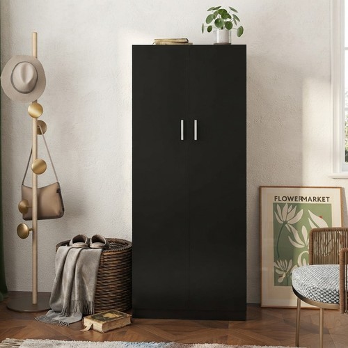 Sleek black wooden - black, wardrobe
