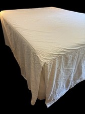 Cuddledown Seersucker Queen Duvet Bed Cover w Skirt Luxury Cotton White PORTUGAL