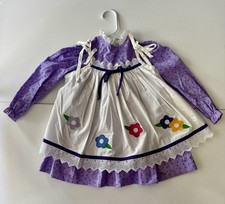 Youngland Vintage 60s 70s Dress Flower Girls 4t Cream purple Floral  Prairie