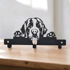 St Bernard Dog Lead Hanger | Metal Wall Hook | Leash Holder | Fixings Included