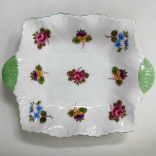 Shelley Square Fine Bone China Rose Pansy Forget-Me-Not Floral Trinket Dish Tray