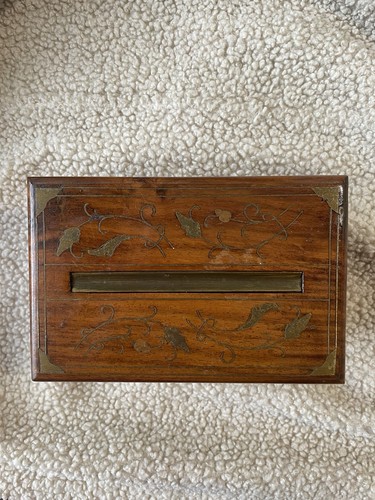Vintage mahogany brass inlay - brass,