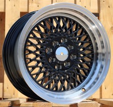 4X 15" BBS ST1 Klutch sl1 style black wheels 4X100 deep dish for VW HONDA E30