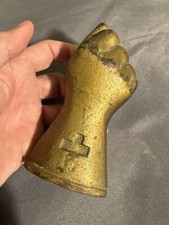 Antique Gilt Solid Cast Iron Hand Gate Weight architectural salvage