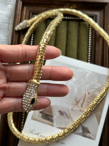 Gold snake statement necklace - gold,