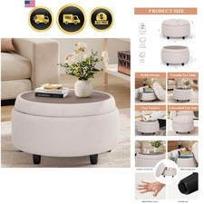 Fabric Round Storage Ottoman