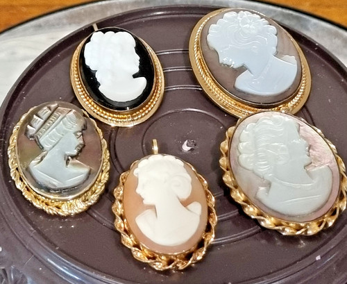 Lot vintage 12k cameo - gf,
