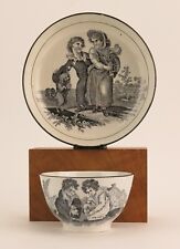 Sewell & Donkin (Newcastle) c1820-30 pearlware tea bowl and saucer. Hurdy Gurdy