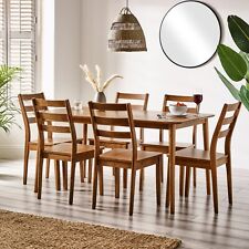 Lynton Large Walnut Colour Wooden Farmhouse Dining Table & 6 Wood Dining Chairs