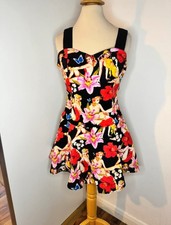 Hell Bunny Retro Pin-Up Dress Size S • Floral Rockabilly 50s Style Skater Dress