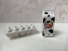 Barbie Dream House Accessory Clip In Fridge Food Milk Carton & Tray Of Eggs (S9)