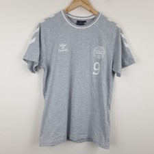 Denmark Football T Shirt Mens Medium Grey No 9 International Hummel Cotton Blend